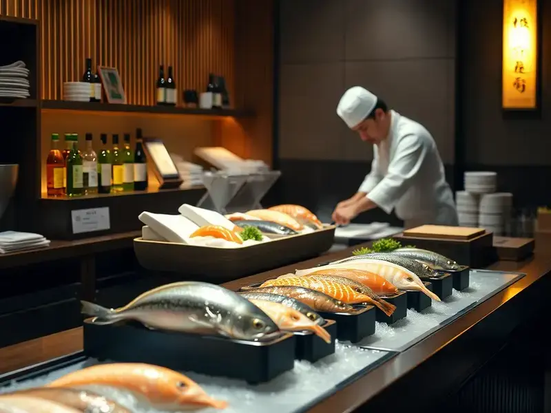 カウンター越しの調理風景